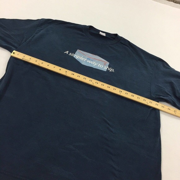 Vintage USPS Priority Mail Flat Rate Box Short Sleeve T-Shirt 2XL Mens Navy Blue - Picture 5 of 6
